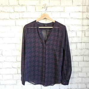 BANANA REPUBLIC Sheer Houndstooth Blouse, S